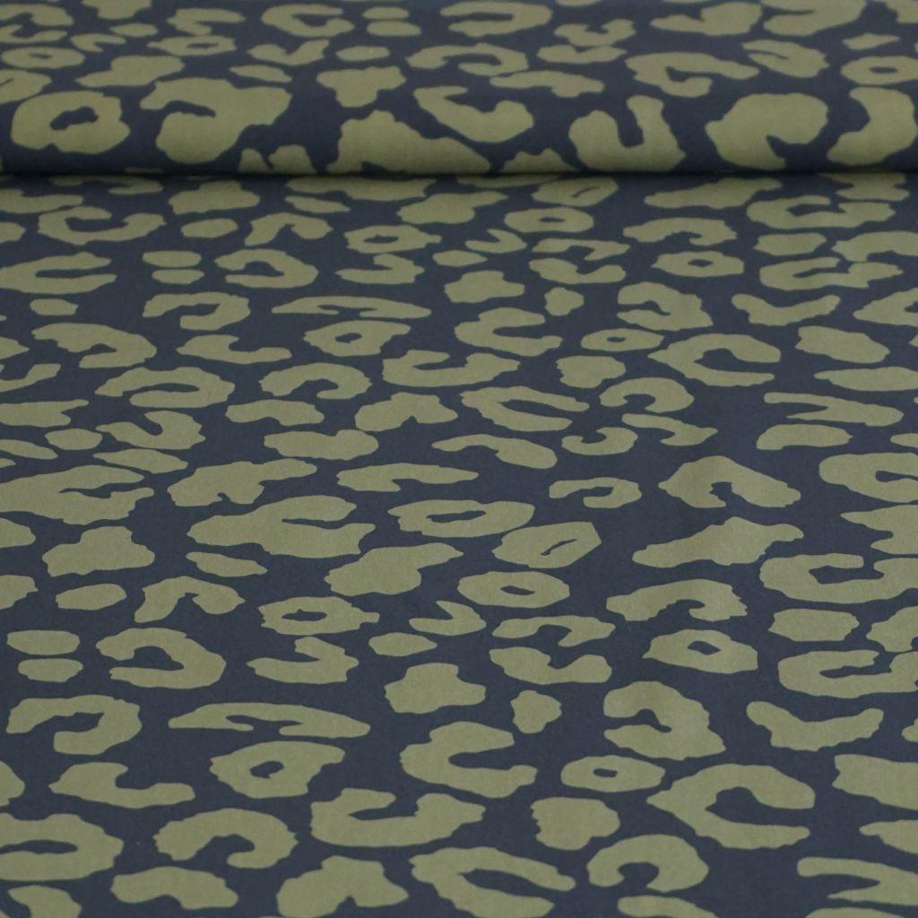 Viskose Druck Leo Animalprint schwarz olivgrün